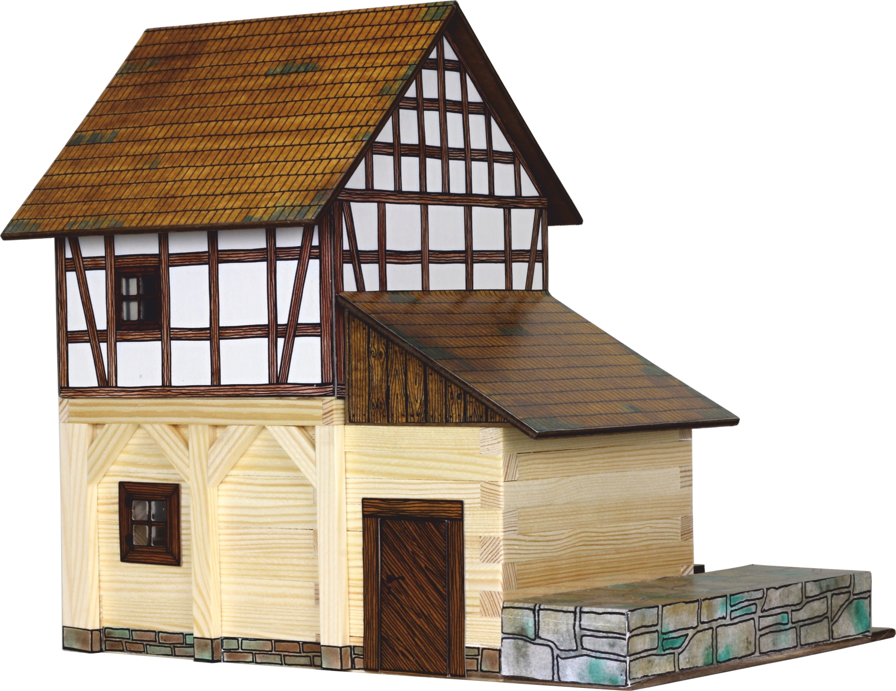 Walachia Modellbau-Set Fachwerk Wassermühle Holzmodellbau
