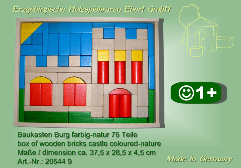 Blumenauer Baukasten Burg natur/farbig 76 Teile